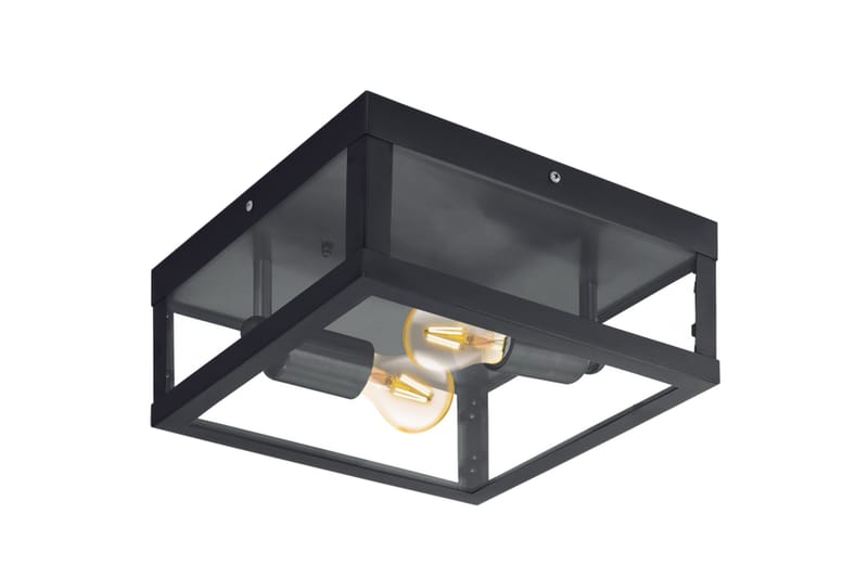 Plafond Alamonte 29 cm 2 Lampor Svart/Klar - Eglo - Balkongbelysning - Trädgårdsbelysning - Taklampa utomhus