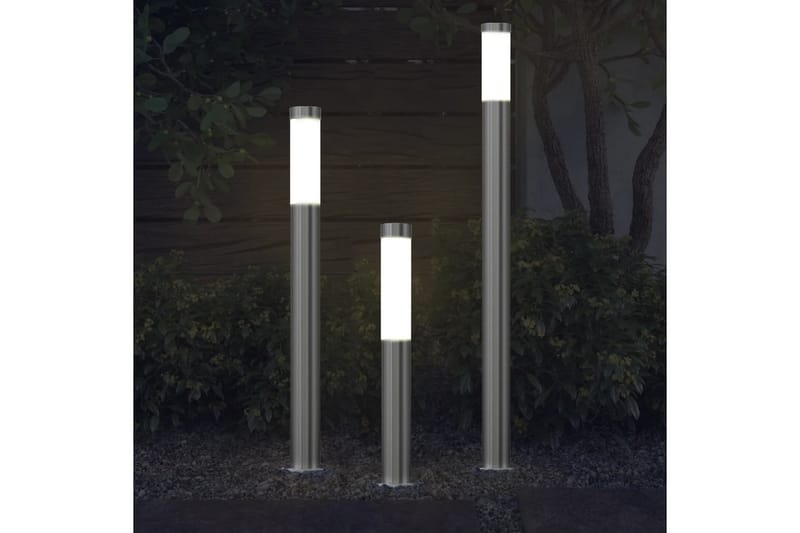 Utebelysning set 3 st olika höjd - Silver - Trädgårdsbelysning - Balkongbelysning - Golvlampa utomhus