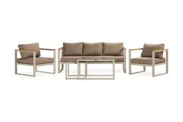 Aspvik Soffgrupp Utomhus 5-sits Aluminium - Mörk Beige / Vit - Utemöbler & utemiljö - Loungemöbler - Loungeset & loungegrupp