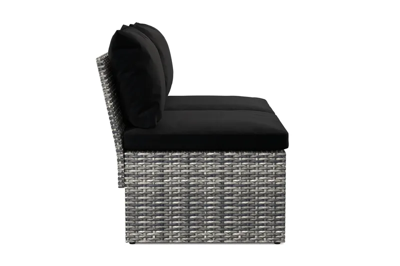 Bahamas Liten Balkongsoffa med dynor och pallar i konstrotting - Grå - Utemöbler & utemiljö - Balkong & altan - Balkongmöbler - Balkongsoffa