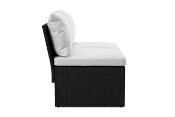 Bahamas Liten Balkongsoffa med dynor och pallar i konstrotting - Svart - Utemöbler & utemiljö - Balkong & altan - Balkongmöbler - Balkongsoffa