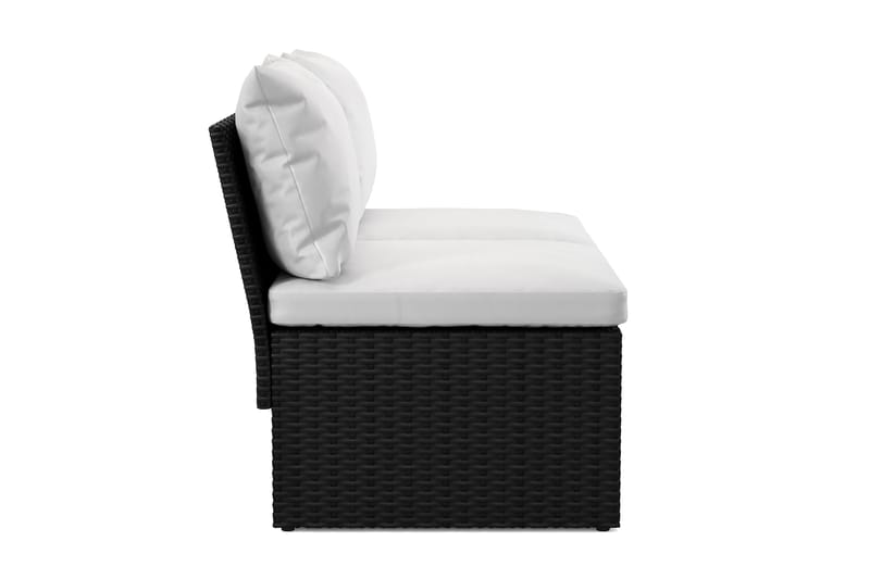 Bahamas Liten Balkongsoffa med dynor och pallar i konstrotting - Svart - Utemöbler & utemiljö - Balkong & altan - Balkongmöbler - Balkongsoffa