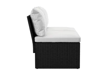 Bahamas Liten Balkongsoffa med dynor och pallar i konstrotting - Svart - Utemöbler & utemiljö - Balkong & altan - Balkongmöbler - Balkongsoffa