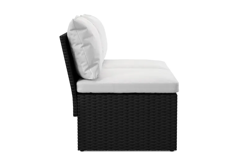 Bahamas Liten Balkongsoffa med dynor och pallar i konstrotting - Svart - Utemöbler & utemiljö - Balkong & altan - Balkongmöbler - Balkongsoffa
