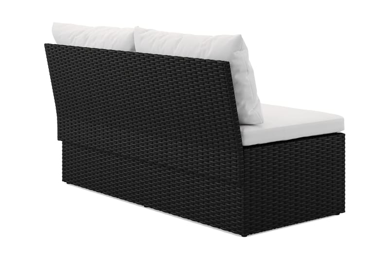 Bahamas Liten Balkongsoffa med dynor och pallar i konstrotting - Svart - Utemöbler & utemiljö - Balkong & altan - Balkongmöbler - Balkongsoffa