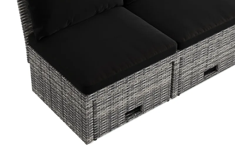 Bahamas Liten Balkongsoffa med dynor och pallar i konstrotting - Grå - Utemöbler & utemiljö - Balkong & altan - Balkongmöbler - Balkongsoffa