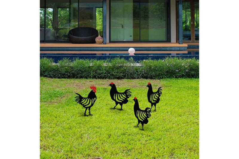 Dekorativ Trädgårds Metalltillbehör Set Flarek Svart Fyra stycken - Fyra stycken - Utemöbler & utemiljö - Trädgårdsdekoration & utemiljö - Trädgårdsfigurer & trädgårdsprydnad