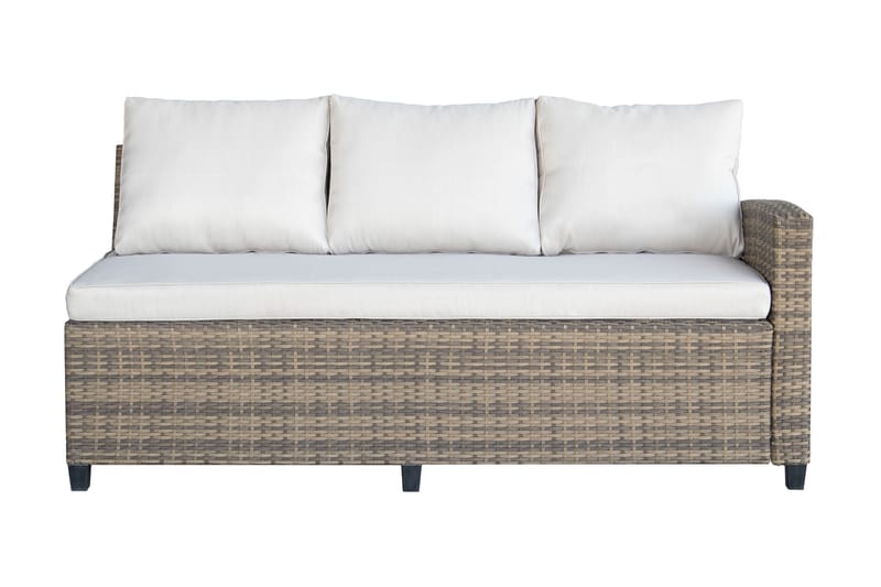 James Light Stor l-formad loungegrupp utomhus i konstrotting med förvaring och vita dynor - Brun / Beige - Utemöbler & utemiljö - Loungemöbler - Loungeset & loungegrupp