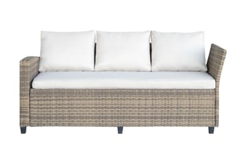 James Light Stor l-formad loungegrupp utomhus i konstrotting med förvaring och vita dynor - Brun / Beige - Utemöbler & utemiljö - Loungemöbler - Loungeset & loungegrupp