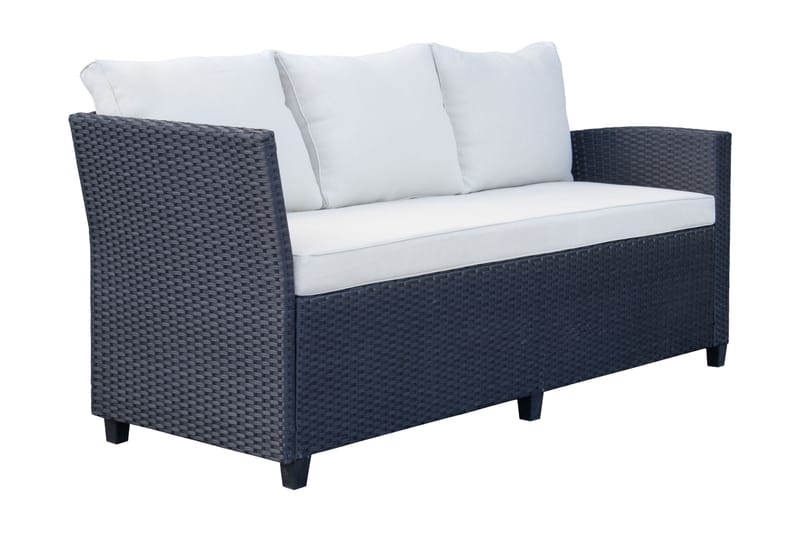 James Light Stor l-formad loungegrupp utomhus i konstrotting med förvaring och vita dynor - Svart - Utemöbler & utemiljö - Loungemöbler - Loungeset & loungegrupp