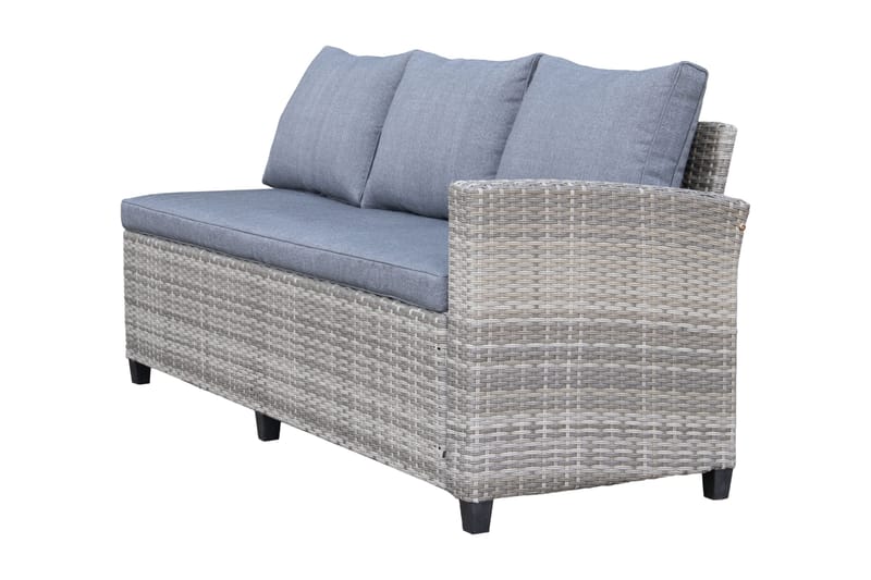 James Light Stor L-formad vändbar loungegrupp utomhus i konstrotting med förvaring och gråa dynor - Grå - Utemöbler & utemiljö - Loungemöbler - Loungeset & loungegrupp