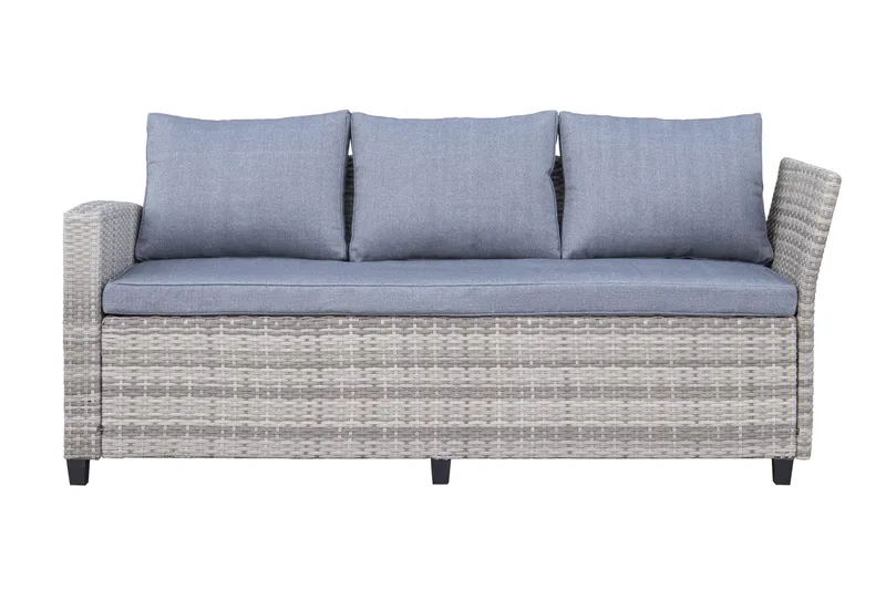 James Light Stor L-formad vändbar loungegrupp utomhus i konstrotting med förvaring och gråa dynor - Grå - Utemöbler & utemiljö - Loungemöbler - Loungeset & loungegrupp