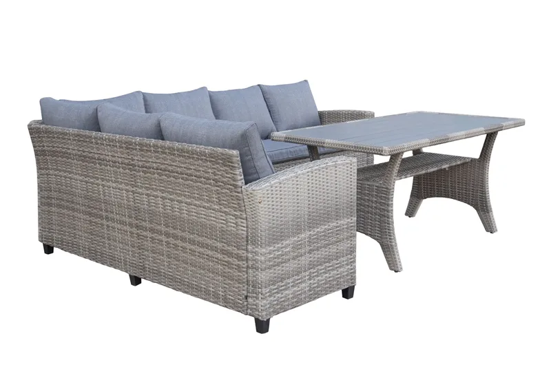 James Light Stor L-formad vändbar loungegrupp utomhus i konstrotting med förvaring och gråa dynor - Grå - Utemöbler & utemiljö - Loungemöbler - Loungeset & loungegrupp