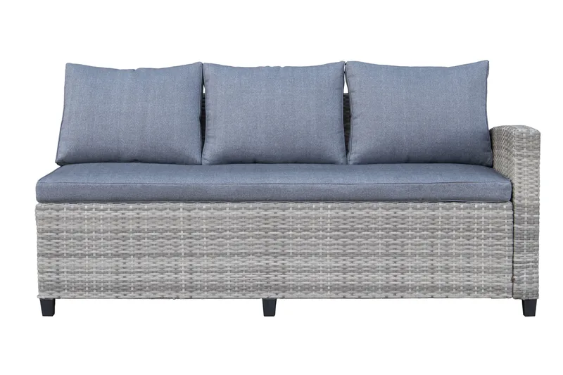 James Light Stor L-formad vändbar loungegrupp utomhus i konstrotting med förvaring och gråa dynor - Grå - Utemöbler & utemiljö - Loungemöbler - Loungeset & loungegrupp
