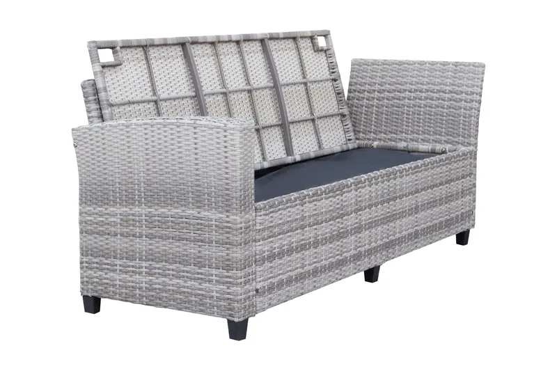 James Light Stor L-formad vändbar loungegrupp utomhus i konstrotting med förvaring och gråa dynor - Grå - Utemöbler & utemiljö - Loungemöbler - Loungeset & loungegrupp