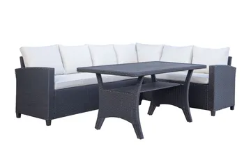 James Light Stor L-formad vändbar loungegrupp utomhus i konstrotting med förvaring och Gråa Dynor - Grå|Svart - Utemöbler & utemiljö - Loungemöbler - Loungeset & loungegrupp