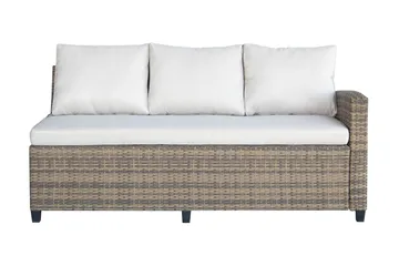 James Light Stor L-formad vändbar loungegrupp utomhus i konstrotting med förvaring och vita dynor - Brun / Beige - Utemöbler & utemiljö - Loungemöbler - Loungeset & loungegrupp