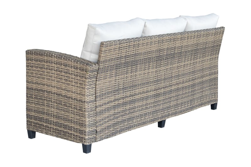 James Light Stor L-formad vändbar loungegrupp utomhus i konstrotting med förvaring och vita dynor - Brun / Beige - Utemöbler & utemiljö - Loungemöbler - Loungeset & loungegrupp