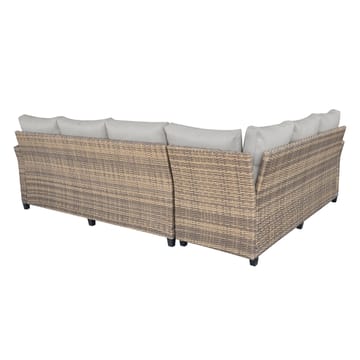 James Light Stor L-formad vändbar loungegrupp utomhus i konstrotting med förvaring och vita dynor - Brun / Beige - Utemöbler & utemiljö - Loungemöbler - Loungeset & loungegrupp