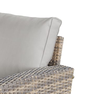 James Light Stor L-formad vändbar loungegrupp utomhus i konstrotting med förvaring och vita dynor - Brun / Beige - Utemöbler & utemiljö - Loungemöbler - Loungeset & loungegrupp