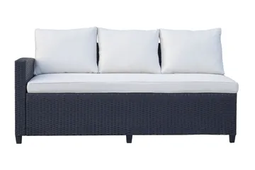 James Light Stor L-formad vändbar loungegrupp utomhus i konstrotting med förvaring och vita dynor - Svart - Utemöbler & utemiljö - Loungemöbler - Loungeset & loungegrupp
