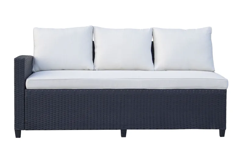 James Light Stor L-formad vändbar loungegrupp utomhus i konstrotting med förvaring och vita dynor - Svart - Utemöbler & utemiljö - Loungemöbler - Loungeset & loungegrupp
