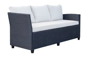 James Light Stor L-formad vändbar loungegrupp utomhus i konstrotting med förvaring och vita dynor - Svart - Utemöbler & utemiljö - Loungemöbler - Loungeset & loungegrupp