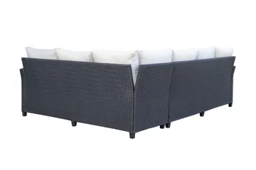 James Light Stor L-formad vändbar loungegrupp utomhus i konstrotting med förvaring och vita dynor - Svart - Utemöbler & utemiljö - Loungemöbler - Loungeset & loungegrupp