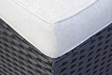 James Light Stor L-formad vändbar loungegrupp utomhus i konstrotting med förvaring och vita dynor - Svart - Utemöbler & utemiljö - Loungemöbler - Loungeset & loungegrupp