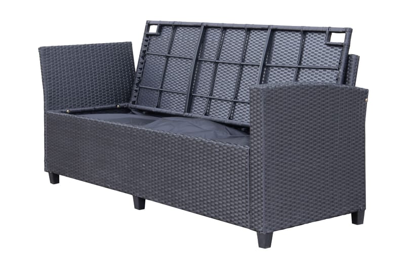 James Light Stor L-formad vändbar loungegrupp utomhus i konstrotting med förvaring och vita dynor - Svart - Utemöbler & utemiljö - Loungemöbler - Loungeset & loungegrupp