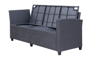 James Light Stor L-formad vändbar loungegrupp utomhus i konstrotting med förvaring och vita dynor - Svart - Utemöbler & utemiljö - Loungemöbler - Loungeset & loungegrupp