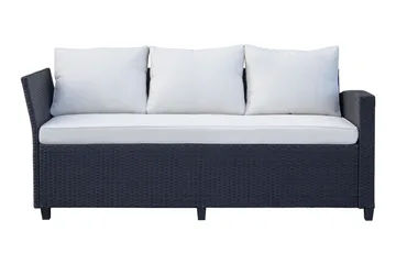 James Light Stor L-formad vändbar loungegrupp utomhus i konstrotting med förvaring och vita dynor - Svart - Utemöbler & utemiljö - Loungemöbler - Loungeset & loungegrupp