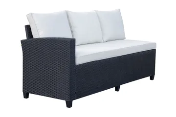 James Light Stor L-formad vändbar loungegrupp utomhus i konstrotting med förvaring och vita dynor - Svart - Utemöbler & utemiljö - Loungemöbler - Loungeset & loungegrupp