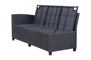 James Light Stor L-formad vändbar loungegrupp utomhus i konstrotting med förvaring och vita dynor - Svart - Utemöbler & utemiljö - Loungemöbler - Loungeset & loungegrupp