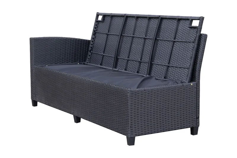 James Light Stor L-formad vändbar loungegrupp utomhus i konstrotting med förvaring och vita dynor - Svart - Utemöbler & utemiljö - Loungemöbler - Loungeset & loungegrupp