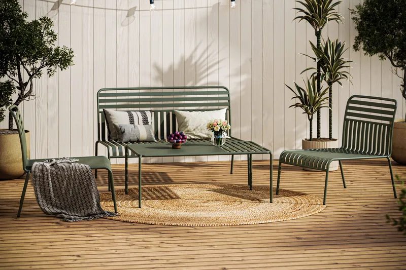 Jarva Liten 4-sits Soffgrupp Utomhus i metall - Oliv - Utemöbler & utemiljö - Loungemöbler - Loungeset & loungegrupp