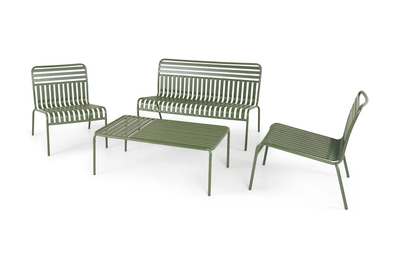Jarva Liten 4-sits Soffgrupp Utomhus i metall - Oliv - Utemöbler & utemiljö - Loungemöbler - Loungeset & loungegrupp