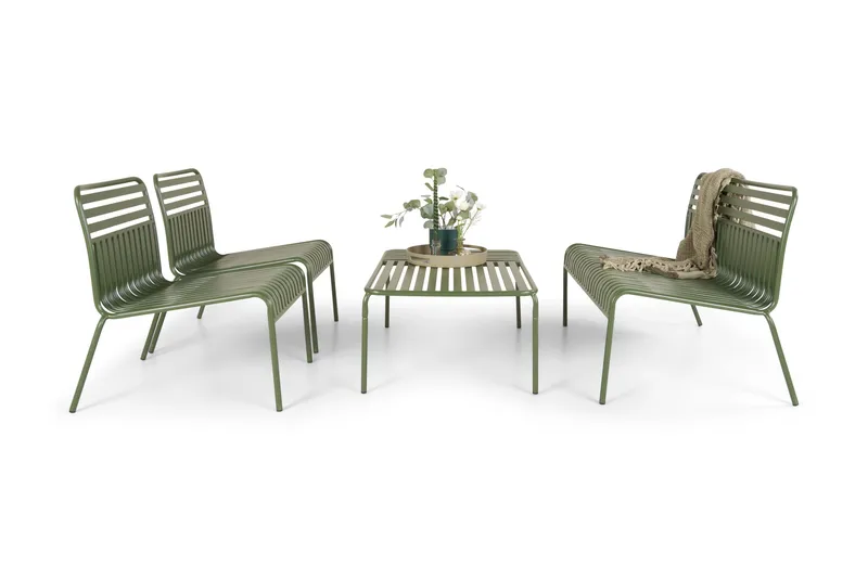 Jarva Liten 4-sits Soffgrupp Utomhus i metall - Oliv - Utemöbler & utemiljö - Loungemöbler - Loungeset & loungegrupp