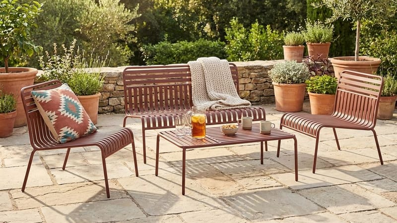 Jarva Liten 4-sits Soffgrupp Utomhus i metall - Röd - Utemöbler & utemiljö - Loungemöbler - Loungeset & loungegrupp