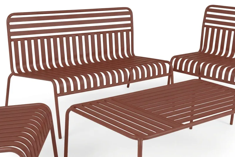 Jarva Liten 4-sits Soffgrupp Utomhus i metall - Röd - Utemöbler & utemiljö - Loungemöbler - Loungeset & loungegrupp