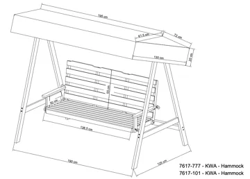Landet Hammock Gungsoffa med tak i akacia trä inklusive dynor 195x125x159 - Blå / Vit - Utemöbler & utemiljö - Utesoffa - Hammock