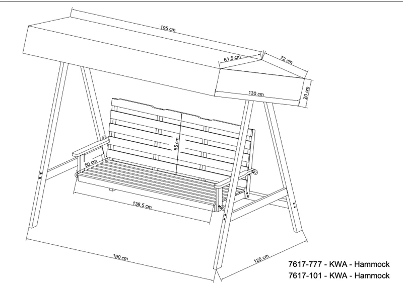 Landet Hammock Gungsoffa med tak i akacia trä inklusive dynor 195x125x159 - Vit / Mörkgrön - Utemöbler & utemiljö - Utesoffa - Hammock
