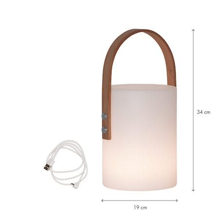 Lucie Lykta 19 cm - vit med brunt handtag - Utemöbler & utemiljö - Trädgårdsdekoration & utemiljö - Trädgårdsfigurer & trädgårdsprydnad - Utelykta