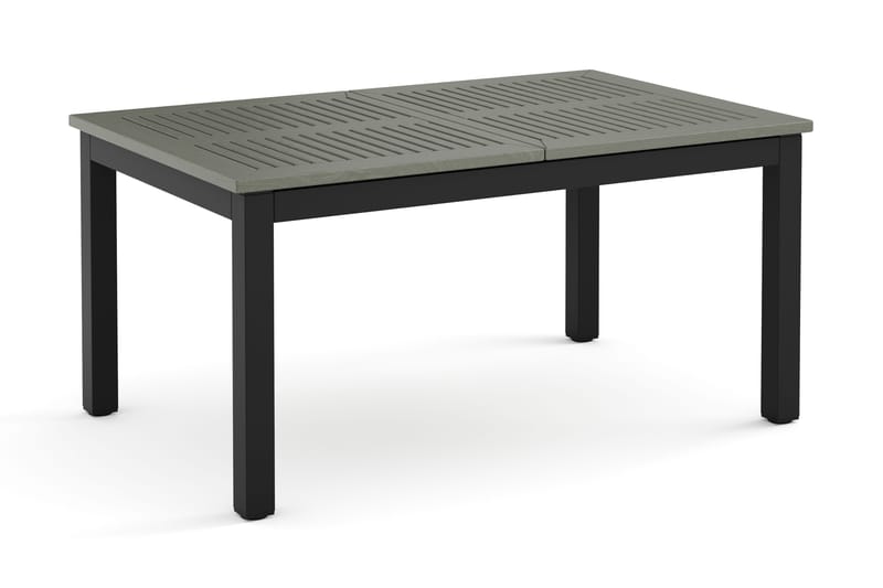 Monaco rektangulärt förlängningsbart bord utomhus med iläggsskiva 150-250x90 cm i aluminium/metall/plast, Svart/Grå