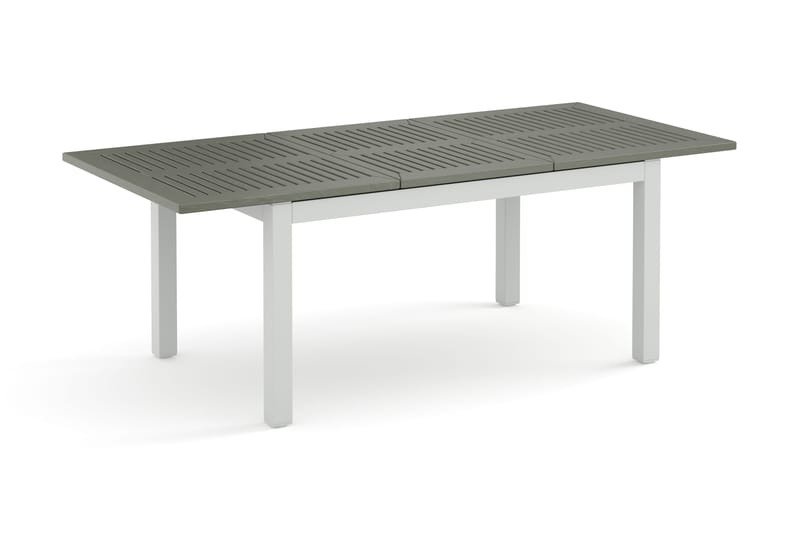 Monaco rektangulärt förlängningsbart bord utomhus med iläggsskiva 150-250x90 cm i aluminium/metall/plast - Vit/Grå - Utemöbler & utemiljö - Utebord & trädgårdsbord - Matbord utomhus