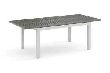 Monaco rektangulärt förlängningsbart bord utomhus med iläggsskiva 150-250x90 cm i aluminium/metall/plast - Vit/Grå - Utemöbler & utemiljö - Utebord & trädgårdsbord - Matbord utomhus