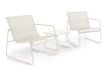 Pelanda Caféset Utomhus - Bord med frostad glasskiva och fåtöljer i stål - Beige - Utemöbler & utemiljö - Loungemöbler - Loungeset & loungegrupp