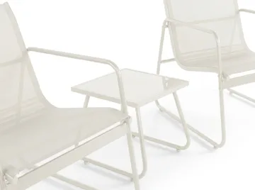 Pelanda Caféset Utomhus - Bord med frostad glasskiva och fåtöljer i stål - Beige - Utemöbler & utemiljö - Loungemöbler - Loungeset & loungegrupp