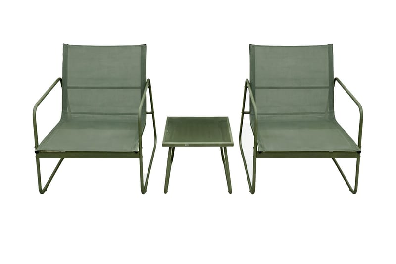 Pelanda Caféset Utomhus - Bord med frostad glasskiva och fåtöljer i stål, Grön
