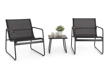 Pelanda Caféset Utomhus - Bord med frostad glasskiva och fåtöljer i stål - Svart - Utemöbler & utemiljö - Loungemöbler - Loungeset & loungegrupp